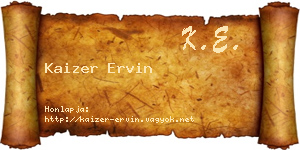 Kaizer Ervin névjegykártya